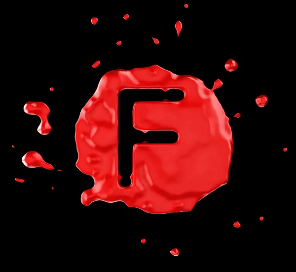 Roșu blob F scrisoare peste fundal negru — Fotografie, imagine de stoc