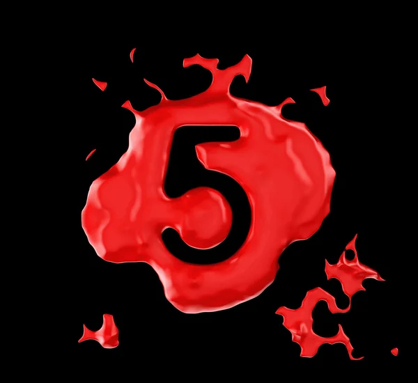 Red blob five figure over black — Stock Photo, Image
