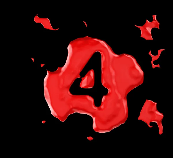 Red blob quatro figura sobre fundo preto — Fotografia de Stock