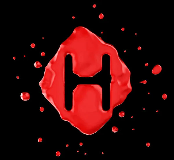 Червона пляма H-літери на чорному тлі — стокове фото