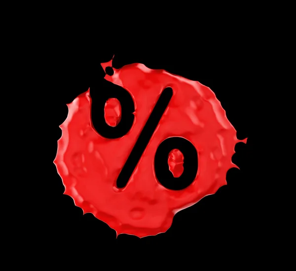 Red blob marca por cento sobre preto — Fotografia de Stock
