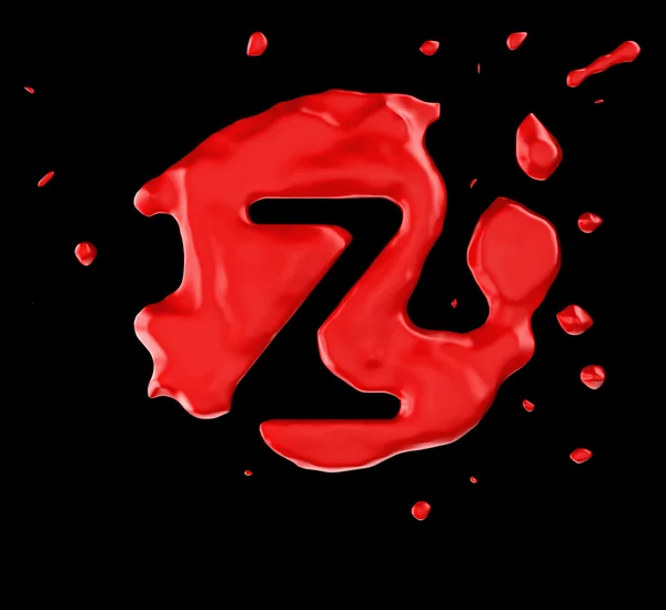 Blob rouge lettre Z sur fond noir — Photo