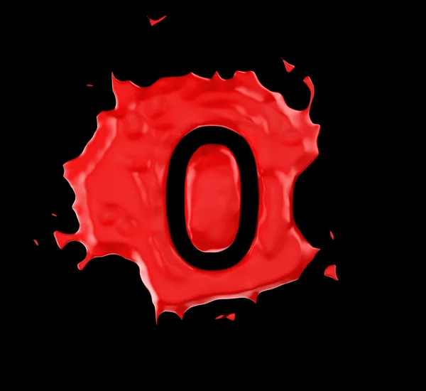 Red blob zero figure over black background — Stock Photo, Image