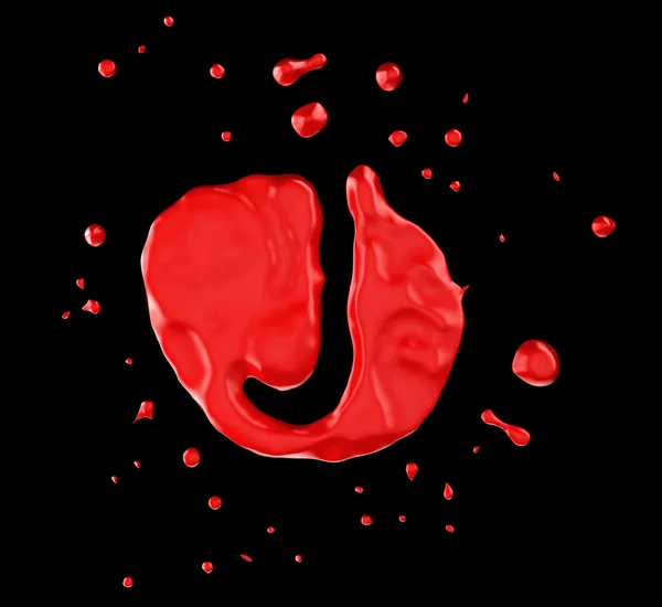 Red blot J letter over black background — Stock Photo, Image
