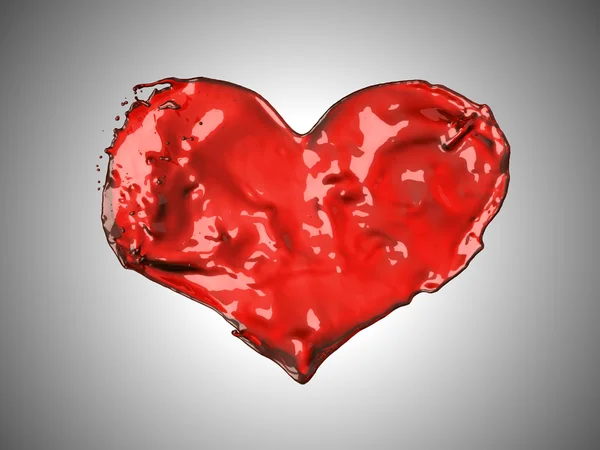 Forma del corazón líquido rojo - Vino o sangre — Foto de Stock
