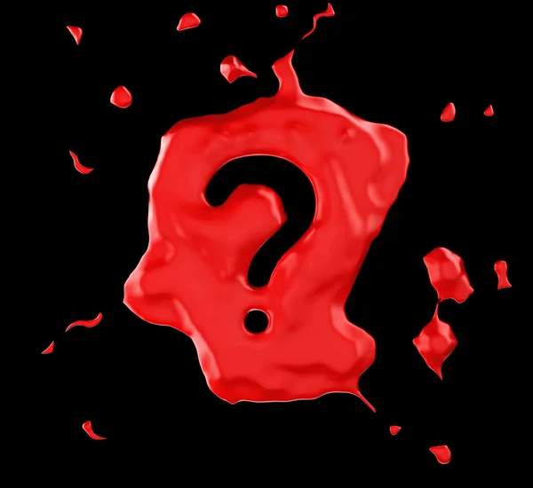 Punto interrogativo blob rosso su nero — Foto Stock