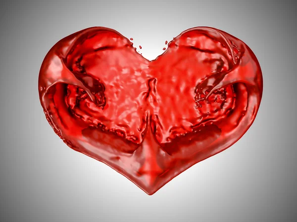 Vinho ou sangue. Forma de coração líquido vermelho — Fotografia de Stock