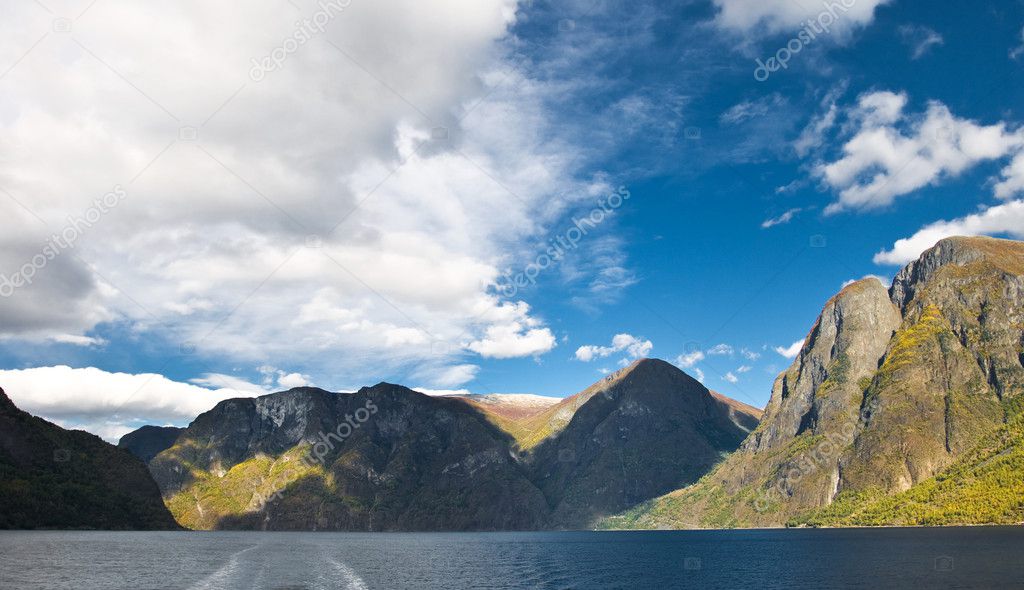 Mountains and norwegian fiord
