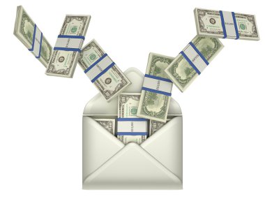 Earnings and money transfer - dollars in envelope clipart