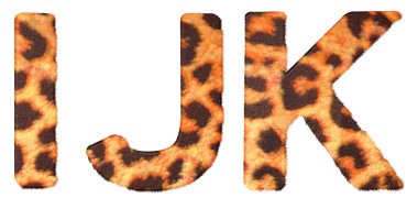 Leopard fur I J and K letters isolated clipart