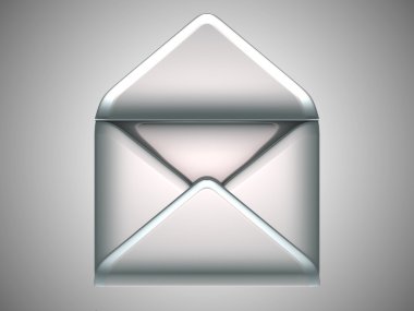 Mail and post - opened silver envelope clipart