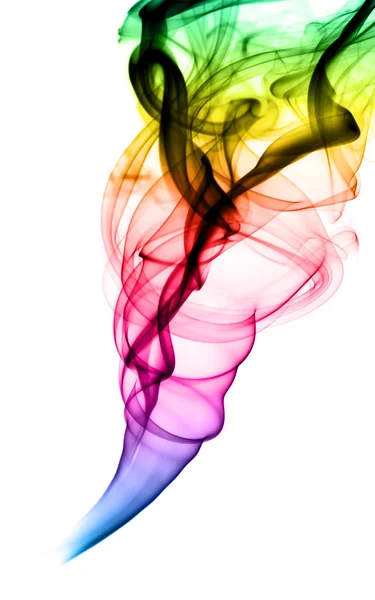 Sbuffo astratto di fumo colorato sul bianco — Foto Stock