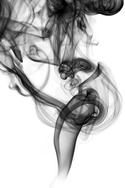 Black Abstract smoke over the white background