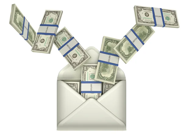Прибыль и денежный перевод - доллары в конверте — стоковое фото