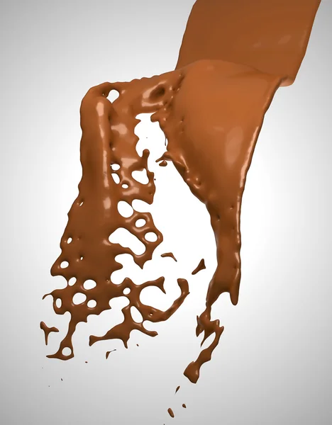Liquid milk chocolate flow — Stock Photo, Image