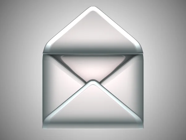 Mail en post - geopende zilveren envelop — Stockfoto