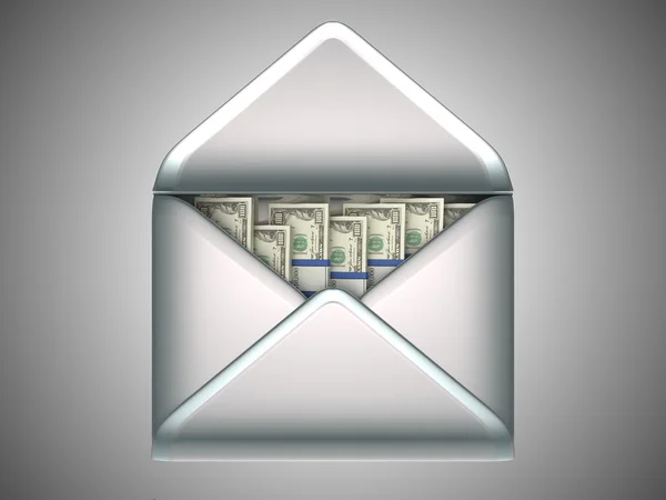 Transfert d'argent - dollars US dans l'enveloppe ouverte — Photo