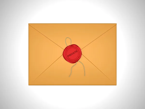 Carta Privada selada com cera de vedação vermelha — Fotografia de Stock