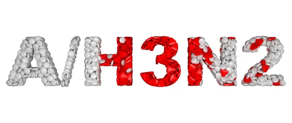 Эпидемия свиного гриппа H3N2 - слово, собранное из таблеток — стоковое фото