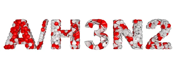 Een h3n2 virus - woord assemled met kleurrijke pillen — Stockfoto
