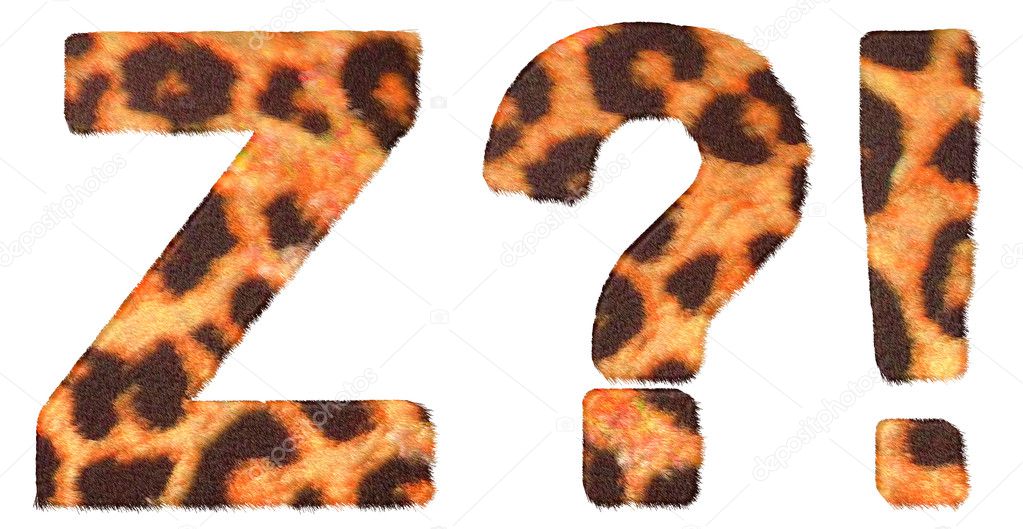 Leopard fur font Z and Wow, What symbols