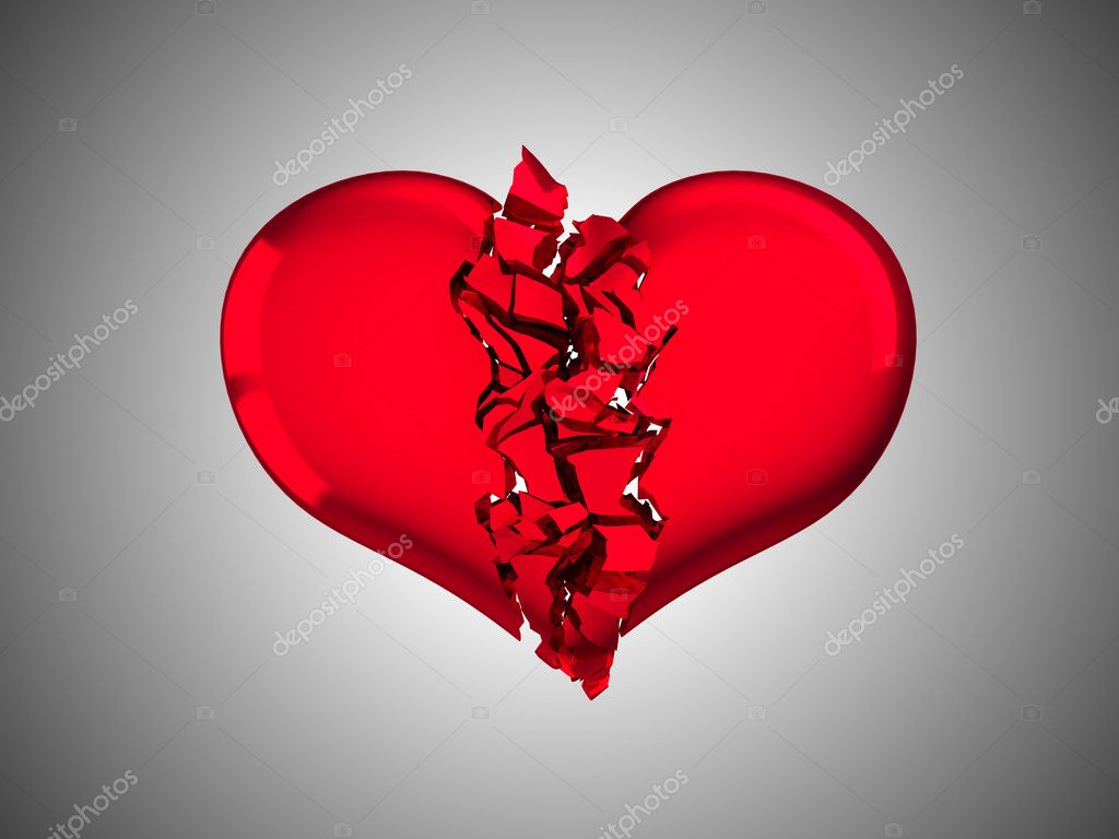 Red Broken Heart Unrequited Love Or Illness Stock Photo