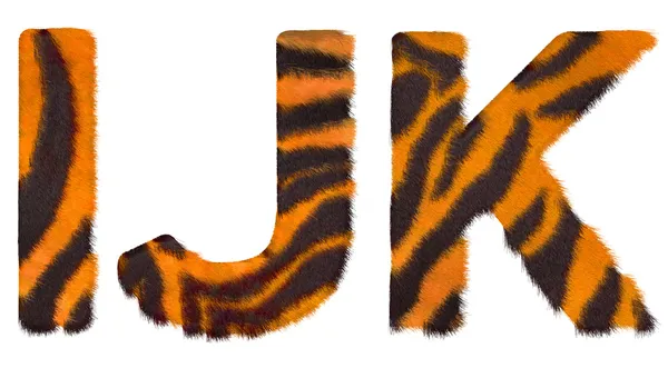 Tiger fell I J and K letters isolated — Stock Photo, Image