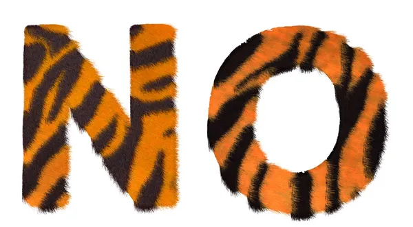 Tigre caiu N e O letras isoladas — Fotografia de Stock