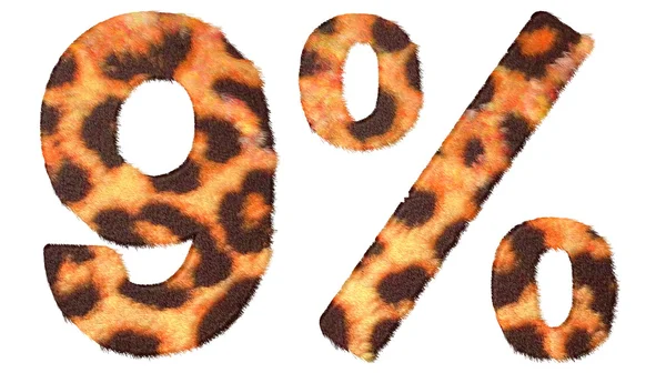 Leopardí padl 9 i procentuální značkou izolované — Stock fotografie