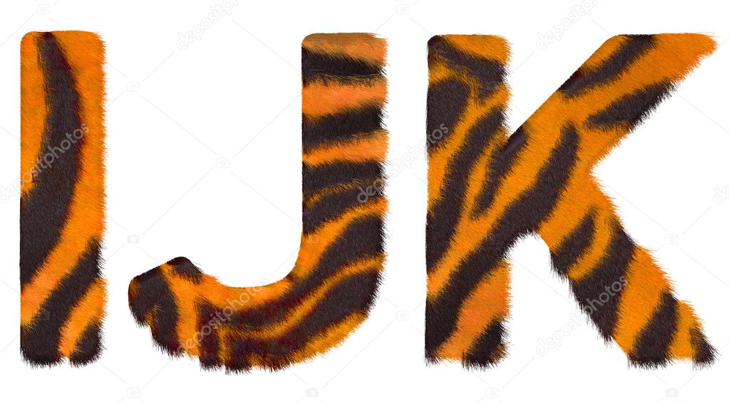 Tiger fell I J and K letters isolated