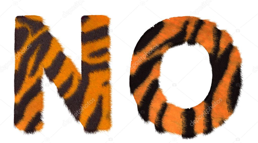 Tiger fell N and O letters isolated