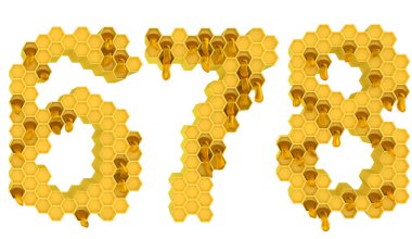 Honey font 6 7 and 8 numerals isolated clipart