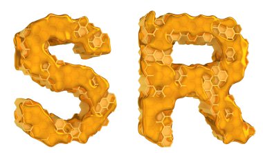 Honey font R and S letters isolated clipart