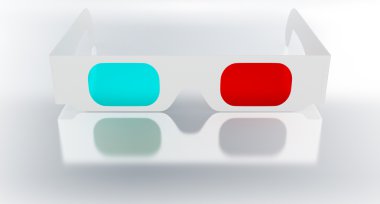 3D glasses on metallic surface clipart