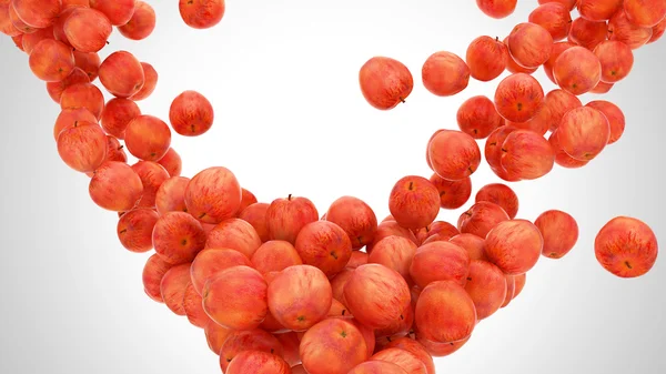 Gruppo di mele rosse mature che cadono — Foto Stock