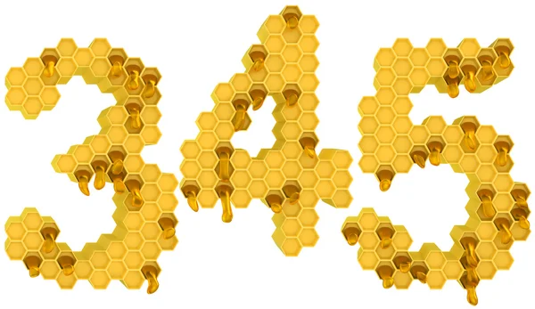 Honing lettertype 3 4 en 5 cijfers geïsoleerd — Stockfoto