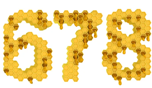 Honing lettertype 6 7 en 8 cijfers geïsoleerd — Stockfoto