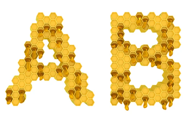 Honigschrift a und b Buchstaben isoliert — Stockfoto