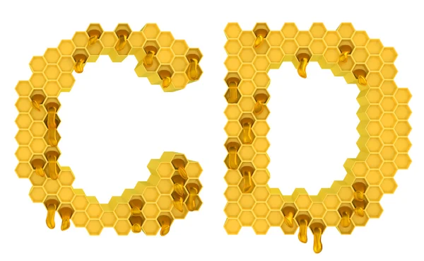 Honing lettertype c en d letters geïsoleerd — Stockfoto