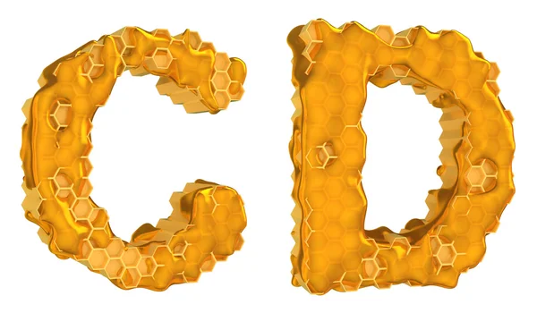 Méz betűtípus c és d betűket elszigetelt — Stock Fotó