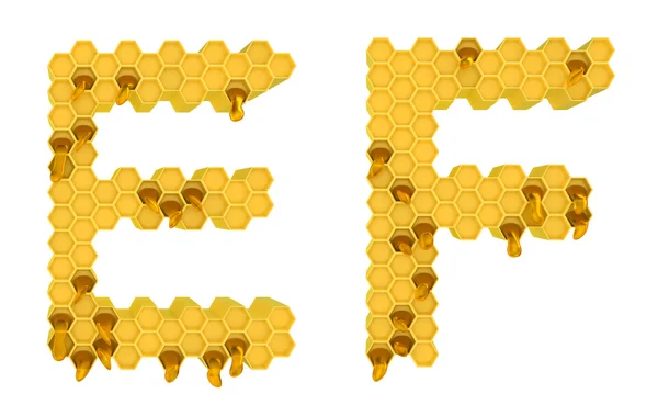 Μέλι γραμματοσειρά e και f γράμματα απομονωθεί — Φωτογραφία Αρχείου