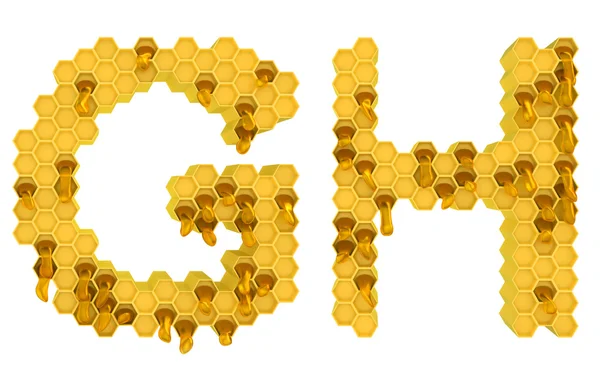 Honung teckensnitt g och h bokstäver isolerade — Stockfoto