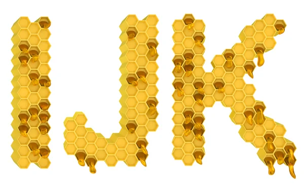 Honing lettertype ik j en k letters geïsoleerd — Stockfoto