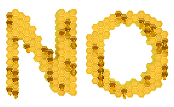 Μέλι γραμματοσειρά n και o γράμματα απομονωθεί — Φωτογραφία Αρχείου