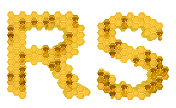 Honung teckensnitt r- och s bokstäver isolerade — Stockfoto
