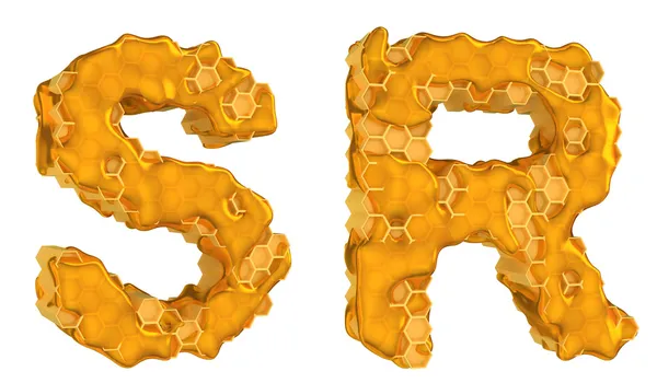 Honigschrift r und s Buchstaben isoliert — Stockfoto