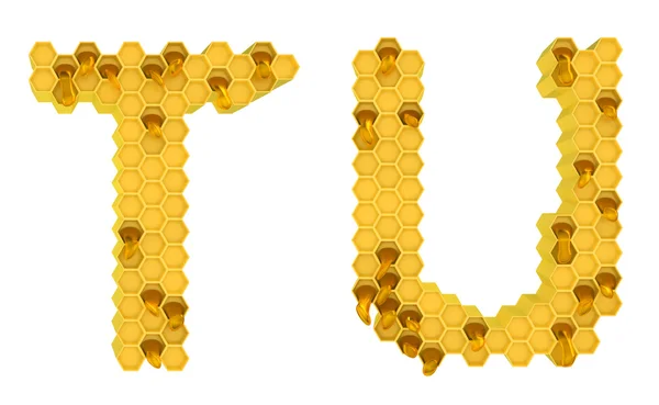 Caratteri miele T e U lettere isolate — Foto Stock