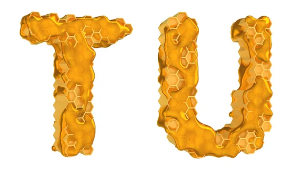Honigschrift t und u Buchstaben isoliert — Stockfoto