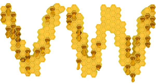 Honing lettertype w en v letters geïsoleerd — Stockfoto