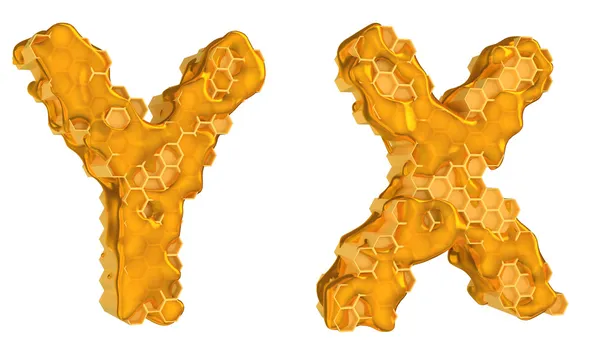 꿀 글꼴 x 및 y 문자 분리 — 스톡 사진